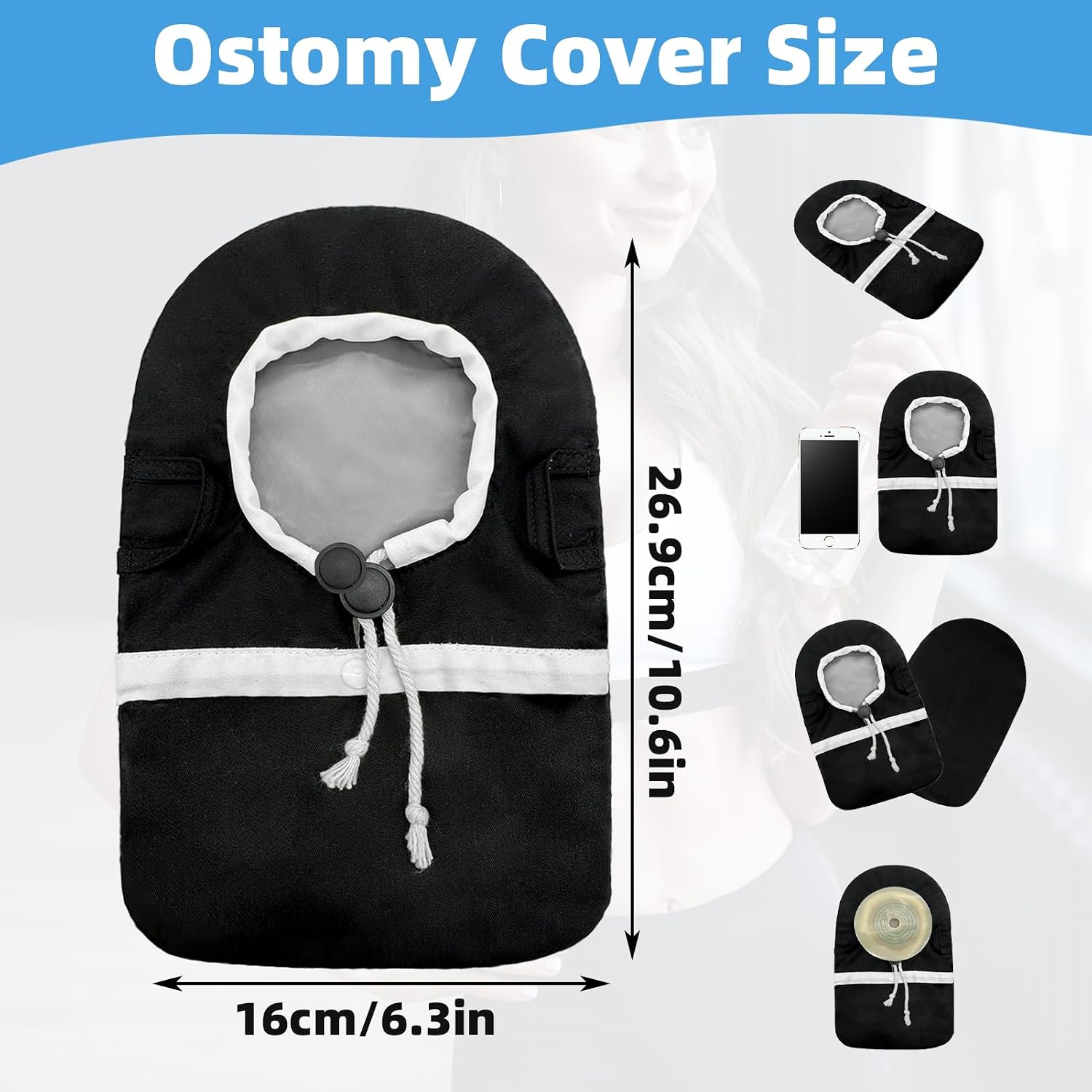 Ostomy Bag Covers, Ostomy Belt for Men & Women, Liner Waterproof Colostomy Bag Covers With Adjustable Opening