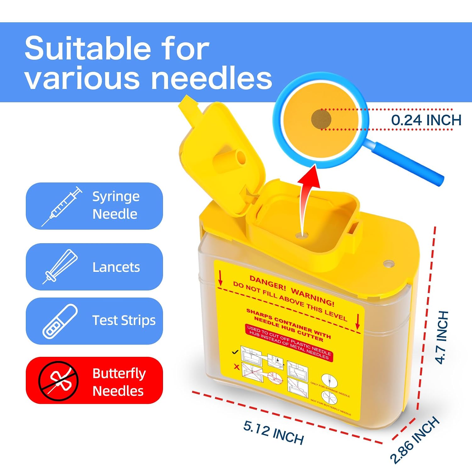 Needle Hub Cutter, Disposal Sharps Container for Cutting and Storege of Needle Hub