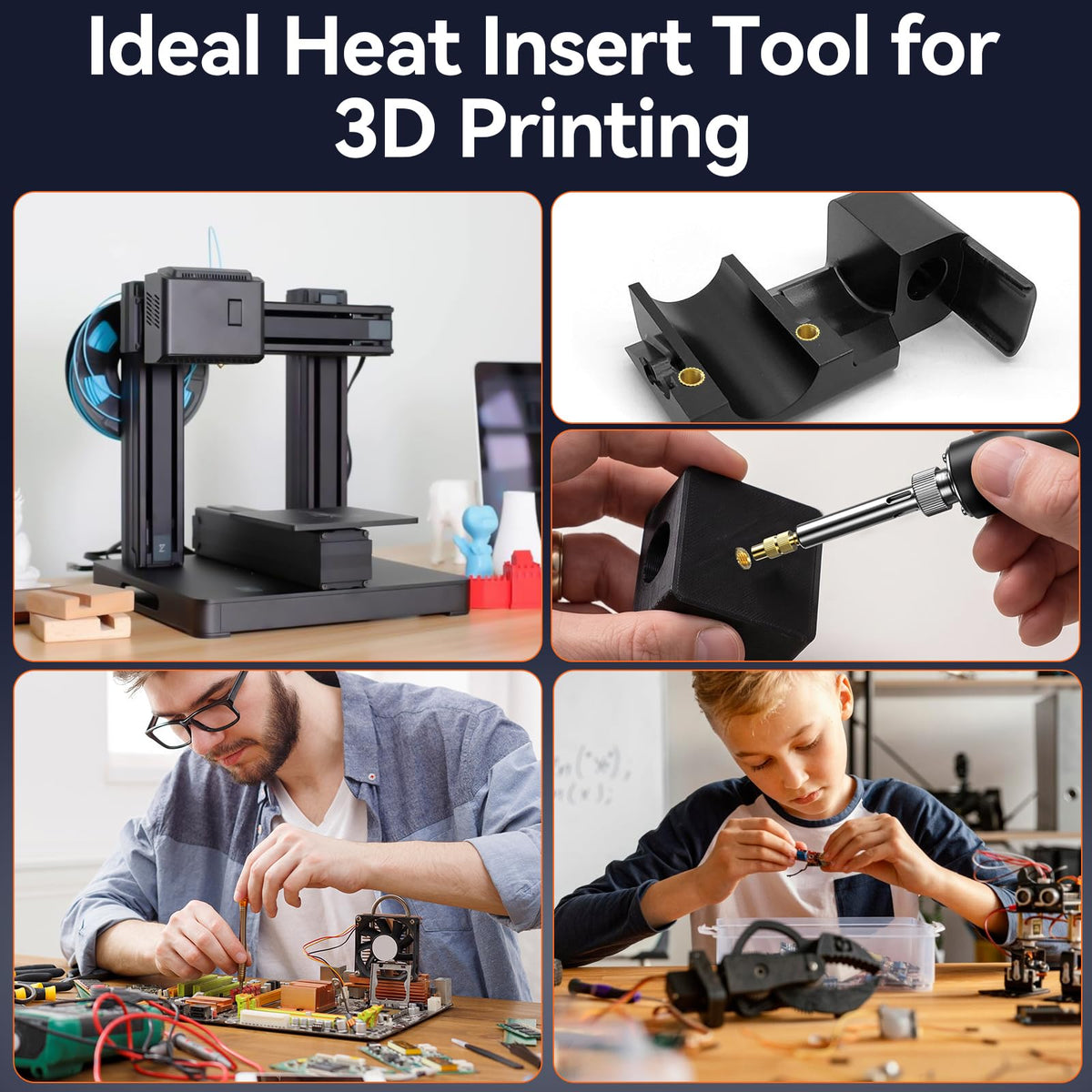 Preciva M4 Threaded Inserts Screw Kit, Heat Set Insert Tool for 3D Printing