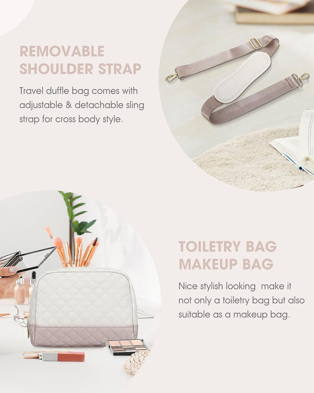 Travel Duffle Bag Weekender for Women: Travel Duffel Bag Carry-On Overnight Bag with Shoe Compartment & Wet Pocket