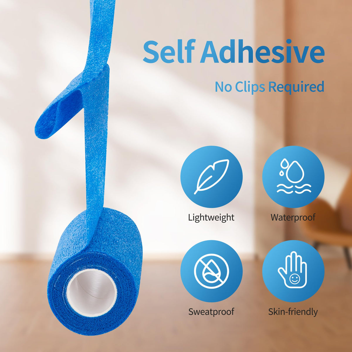 Self Adhesive Bandage Wrap, Cohesive Vet Wrap 12 Pack 4 Inch