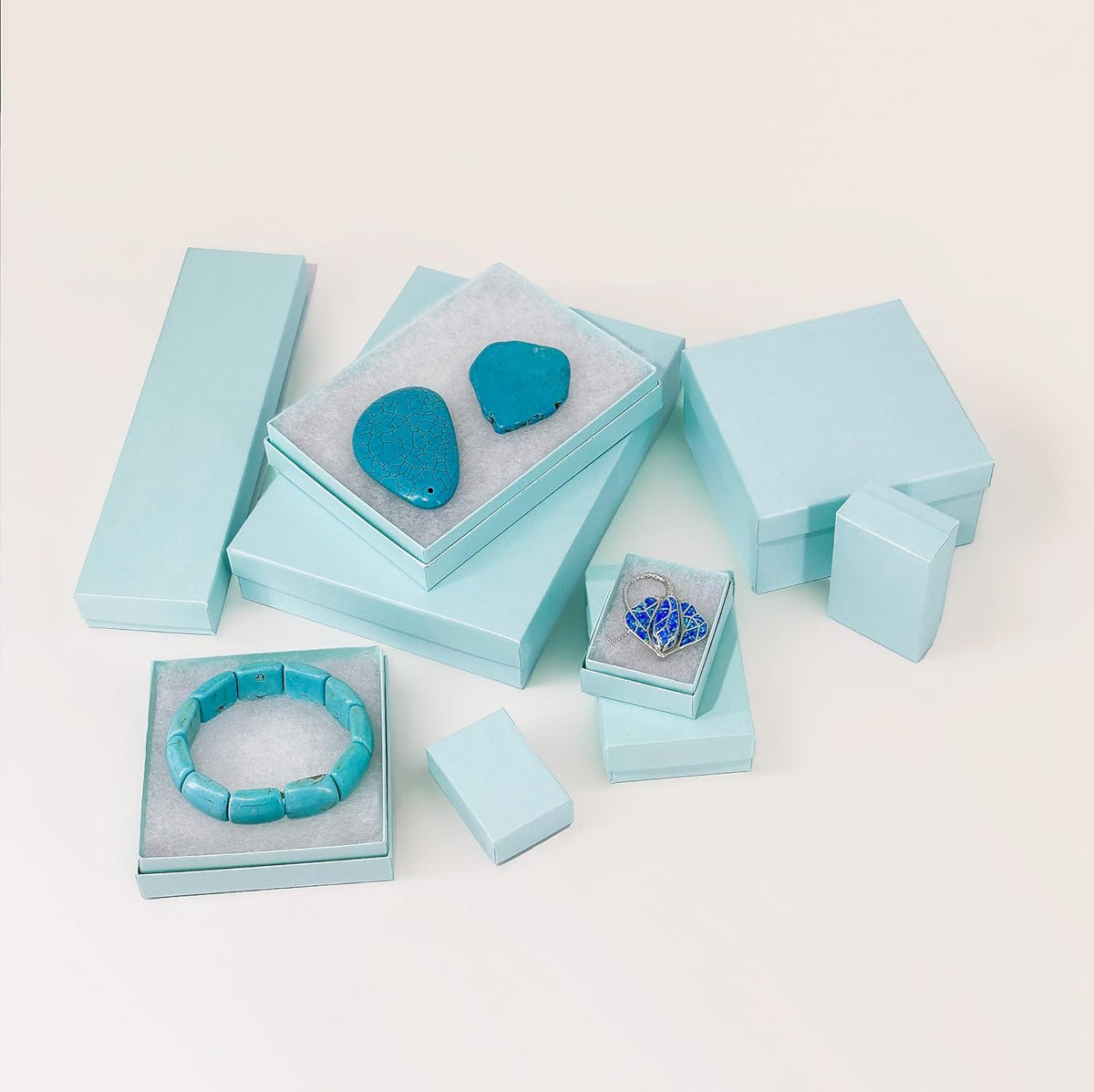 TheDisplayGuys 25 Cardboard Jewelry Gift Boxes with Inserts - Turquoise