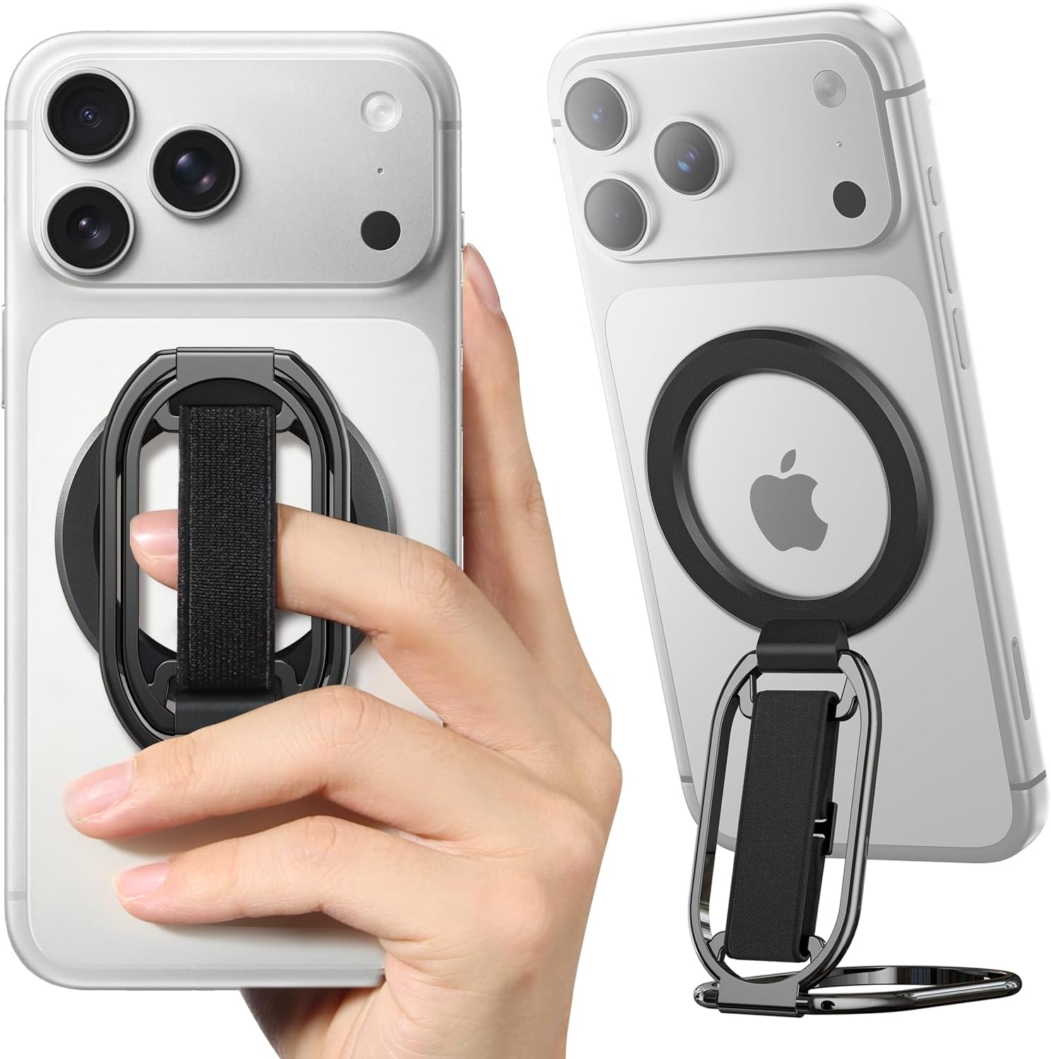 for MagSafe Phone Grip Kickstand, Magnetic Phone Ring Holder | 4-in-1 for MagSafe Phone Ring Stand with Finger-Loop