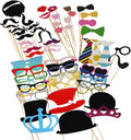 Photo Booth Props 60 piece DIY Kit for Wedding Party Reunions Birthdays Photobooth Dress-up Accessories & Party