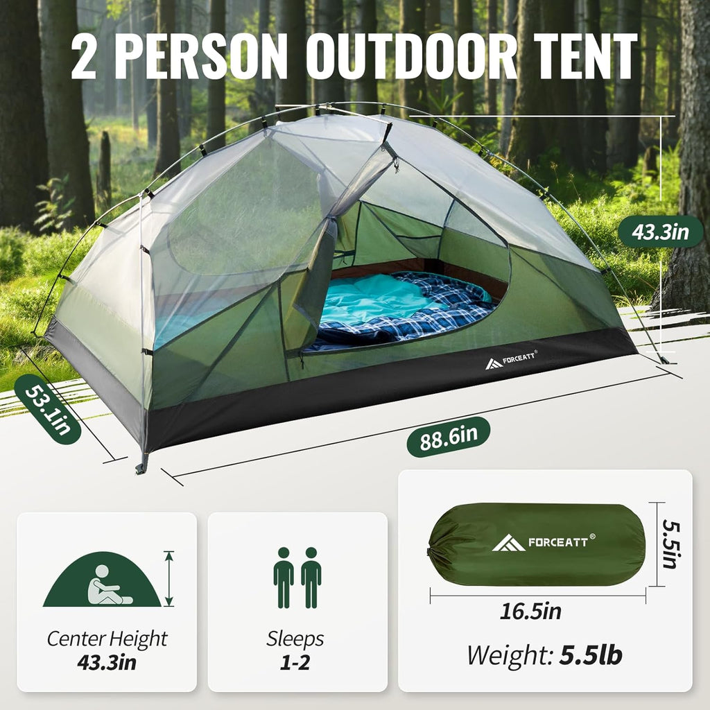 Tent for 2 and 3 Person is Waterproof and Windproof, Camping Tent for 3 to 4 Seasons,Lightweight Aluminum Pole