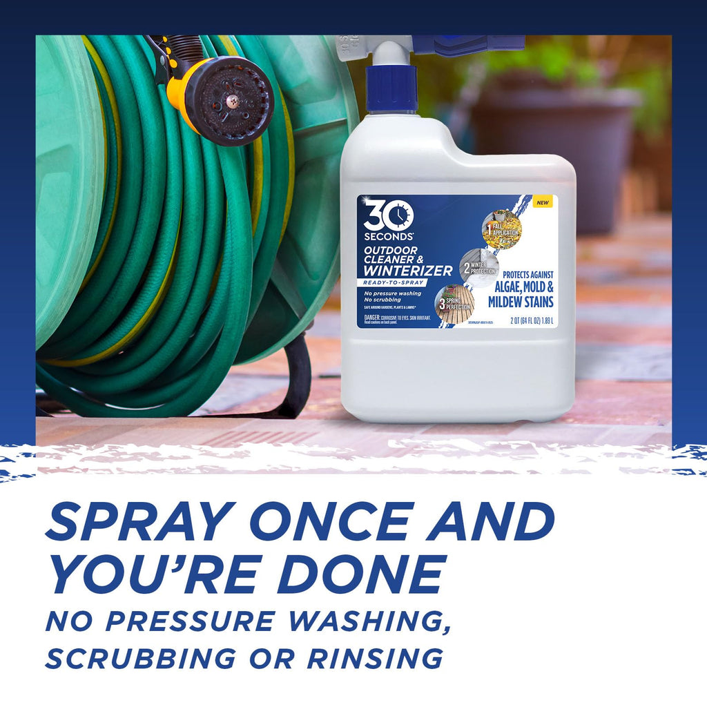 Outdoor Cleaner & Winterizer - Spray in Fall, Works all Winter Long to Prevent Mold, Moss, Algae Stains from forming