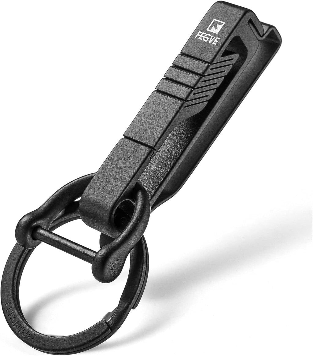 TC4 Titanium Belt Key Clip, Belt Key Holder with Removable Key Ring | CNC Integrated Molding, Rustproof, Anti-Deform