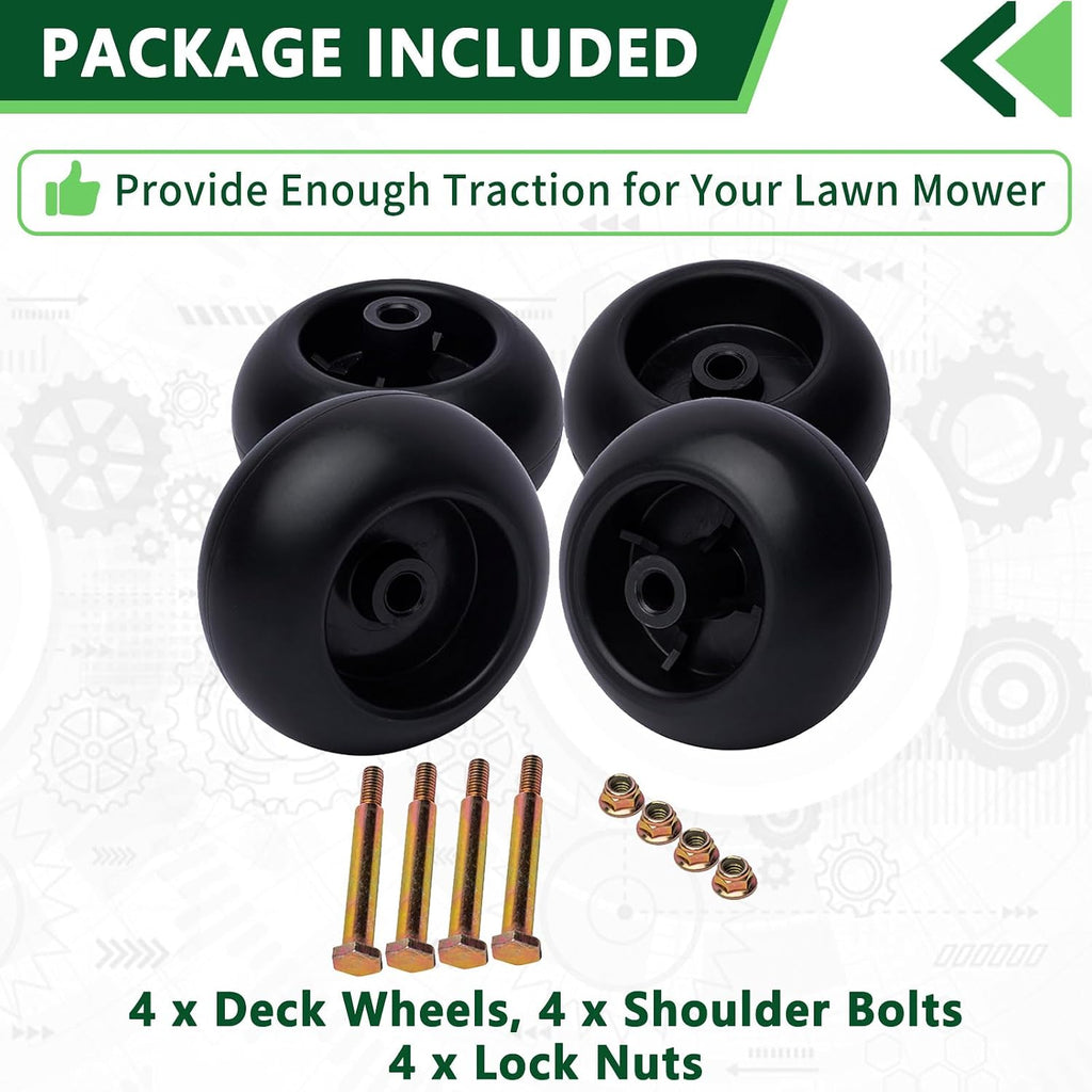 4 Pack lawn mower Deck Wheels Fit for Cub Cadet RZT50 RZT54 LT1050 SLT1554 Craftsman HU Cub Cad JD Lawn Mower Tractor Replacement 753-04856A 734-3058B AM116299