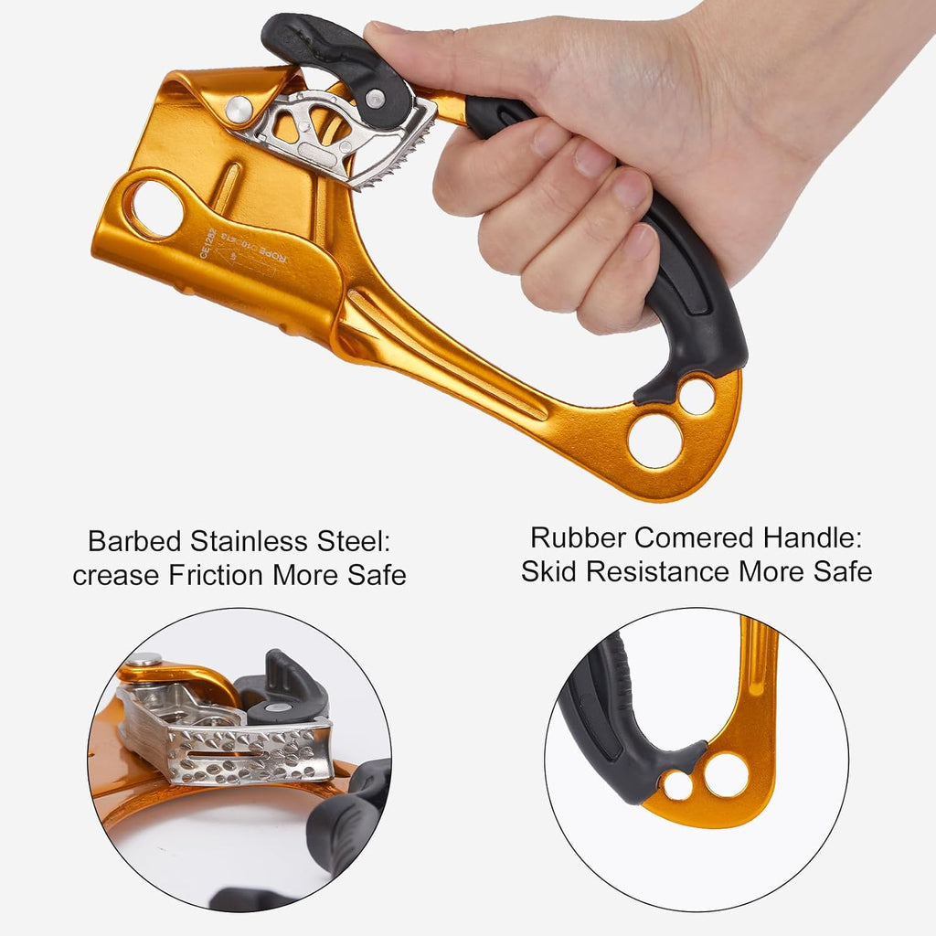 Hand Ascender, Rock Climbing Tree Arborist Rappelling Gear Equipment Rope Ascender Rope Clamp for 10~13MM Rope