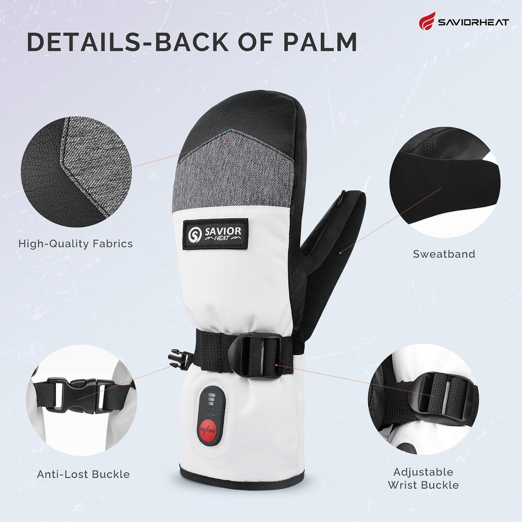 Heated Mittens for Men Women Upgraded 7.4V 3000mAh Battery Ski Gloves, Fast Charging Electric Waterproof, Touchscreen