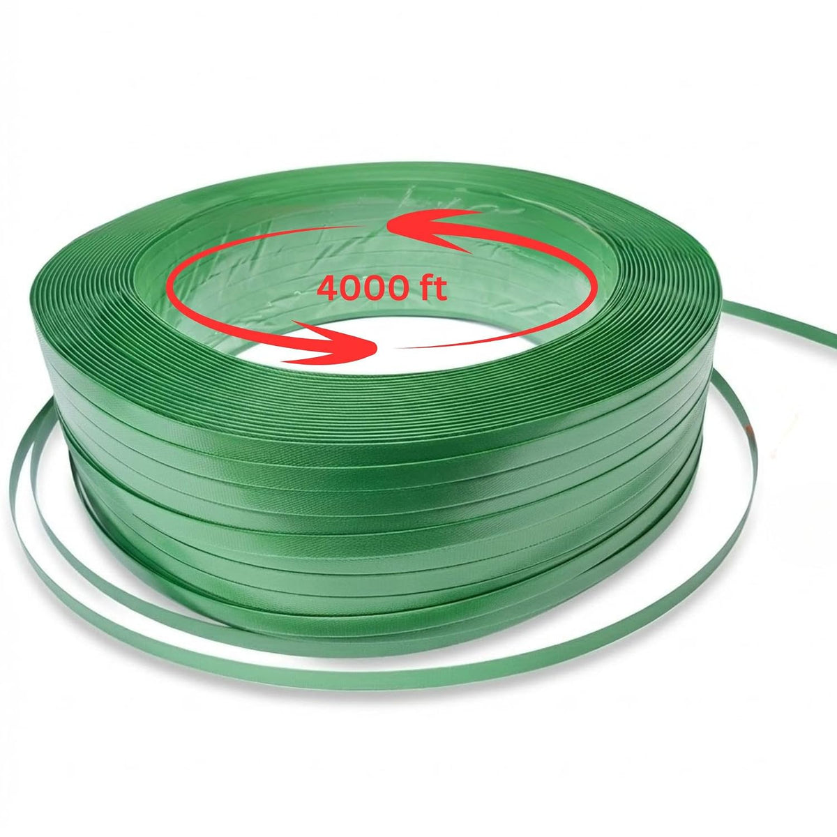 Polyester PET Strapping Roll 5/8" x 0.035" x 4000' – Heavy Duty Green Packaging Banding Strap, 1400 lbs Break
