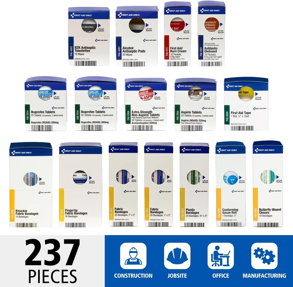 700002 SmartCompliance 50-Person First Aid Kit Refill Supplies for Business, Worksite, and Home, 237 Pieces, Blue
