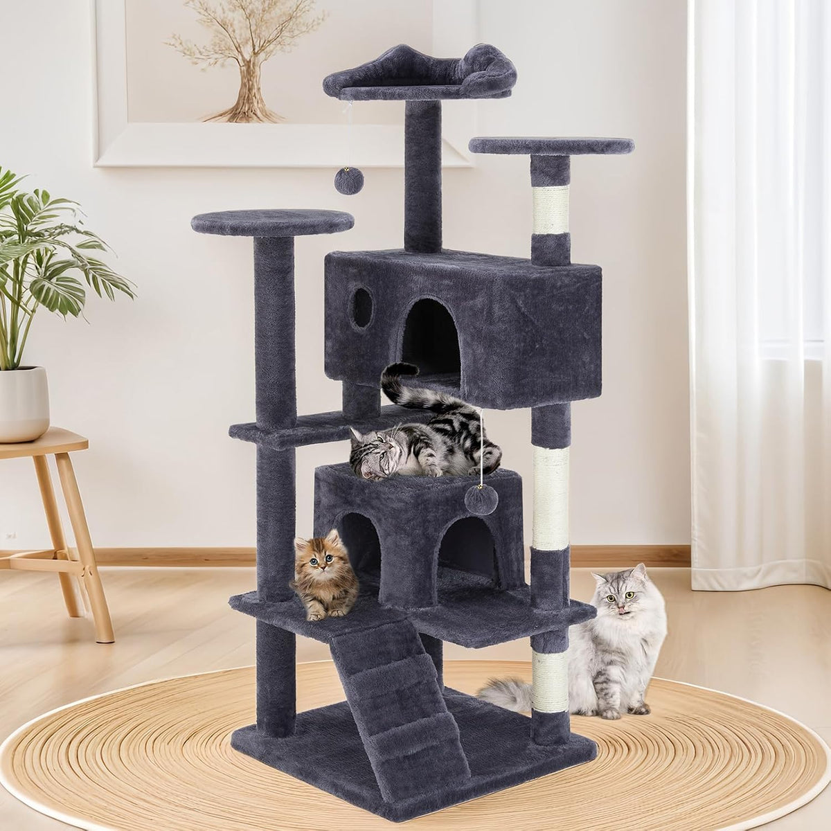 54 Inch Cat Tree Tower with Sisal Scratching Posts