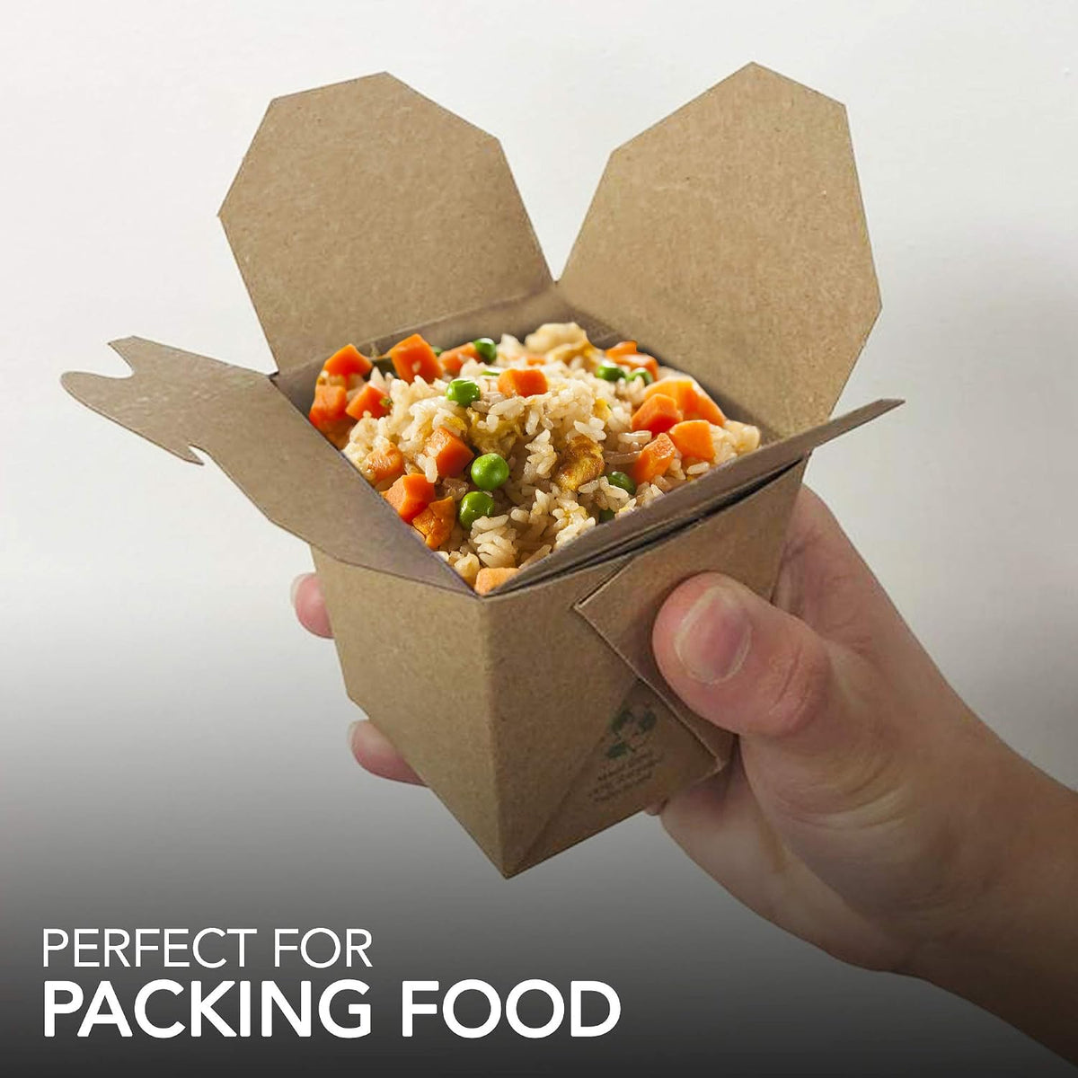 Takeout Food Containers 8 Oz Microwaveable Kraft Brown Paper Mini Chinese Take Out Box (50 Pack) Leak and Grease