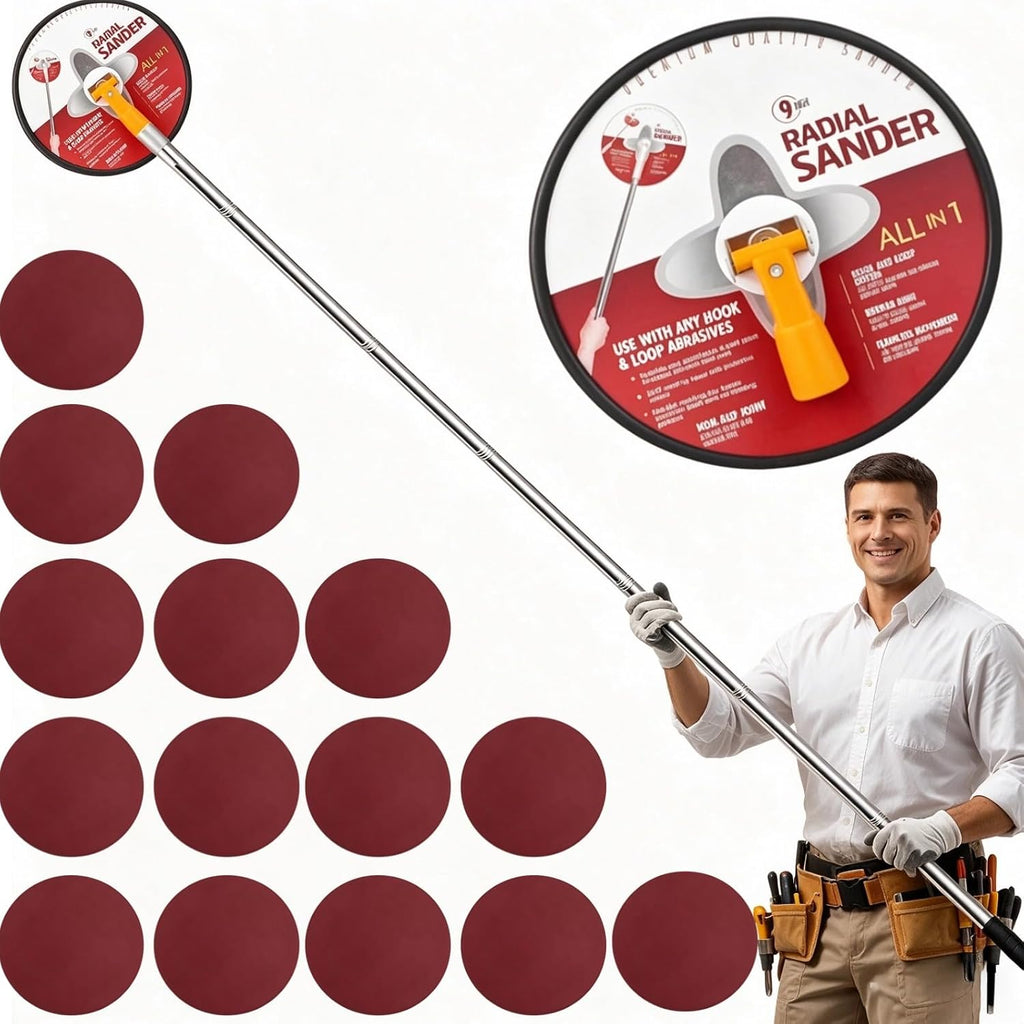 Drywall Sander Pole, 9 Inch Wall & Ceiling Pole Sander with 360° Rotating Head & 12.5-65 Inch Adjustable Extension