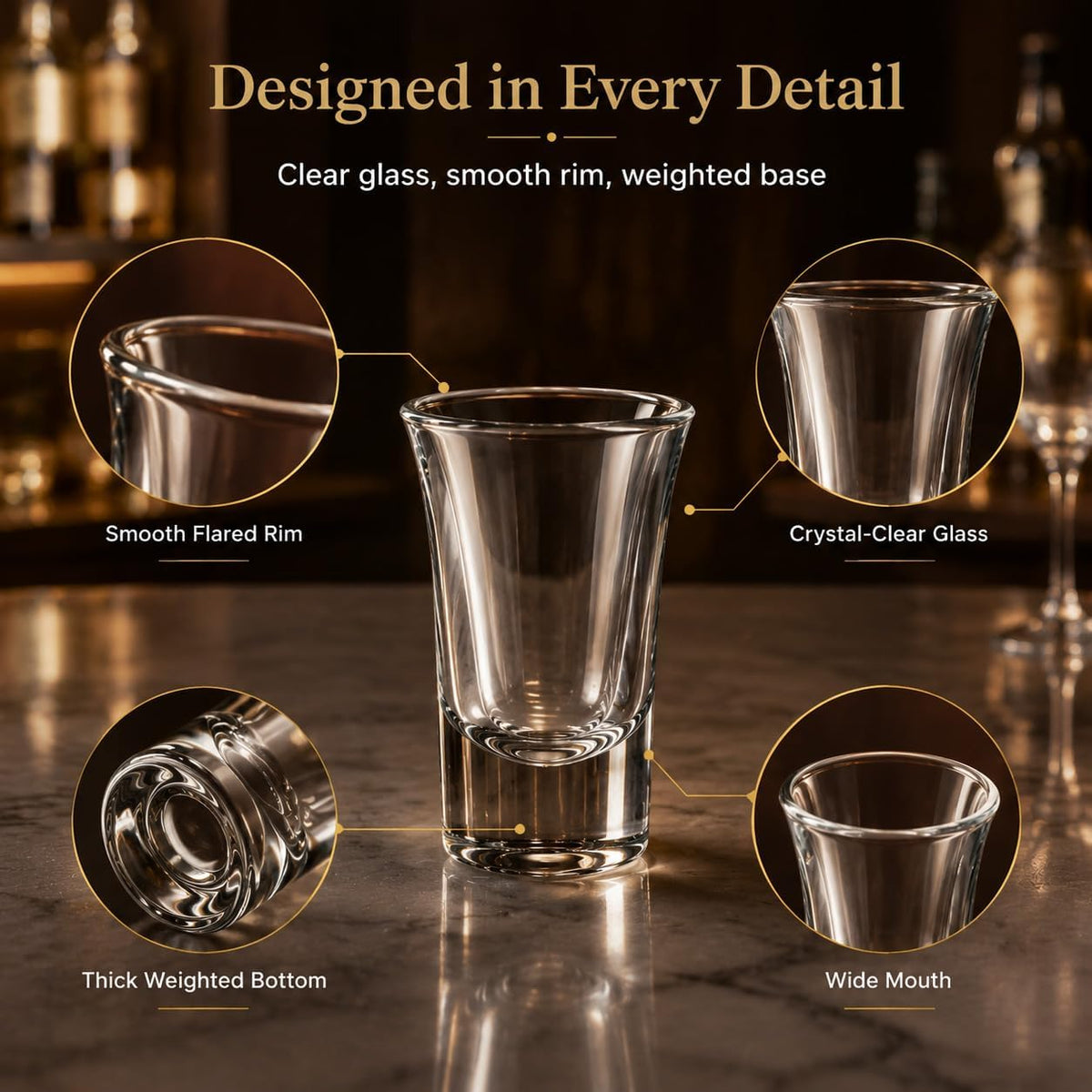 12 Pack 1oz Shot Glasses Set,Clear Shot Glass bulk with Heavy Base
