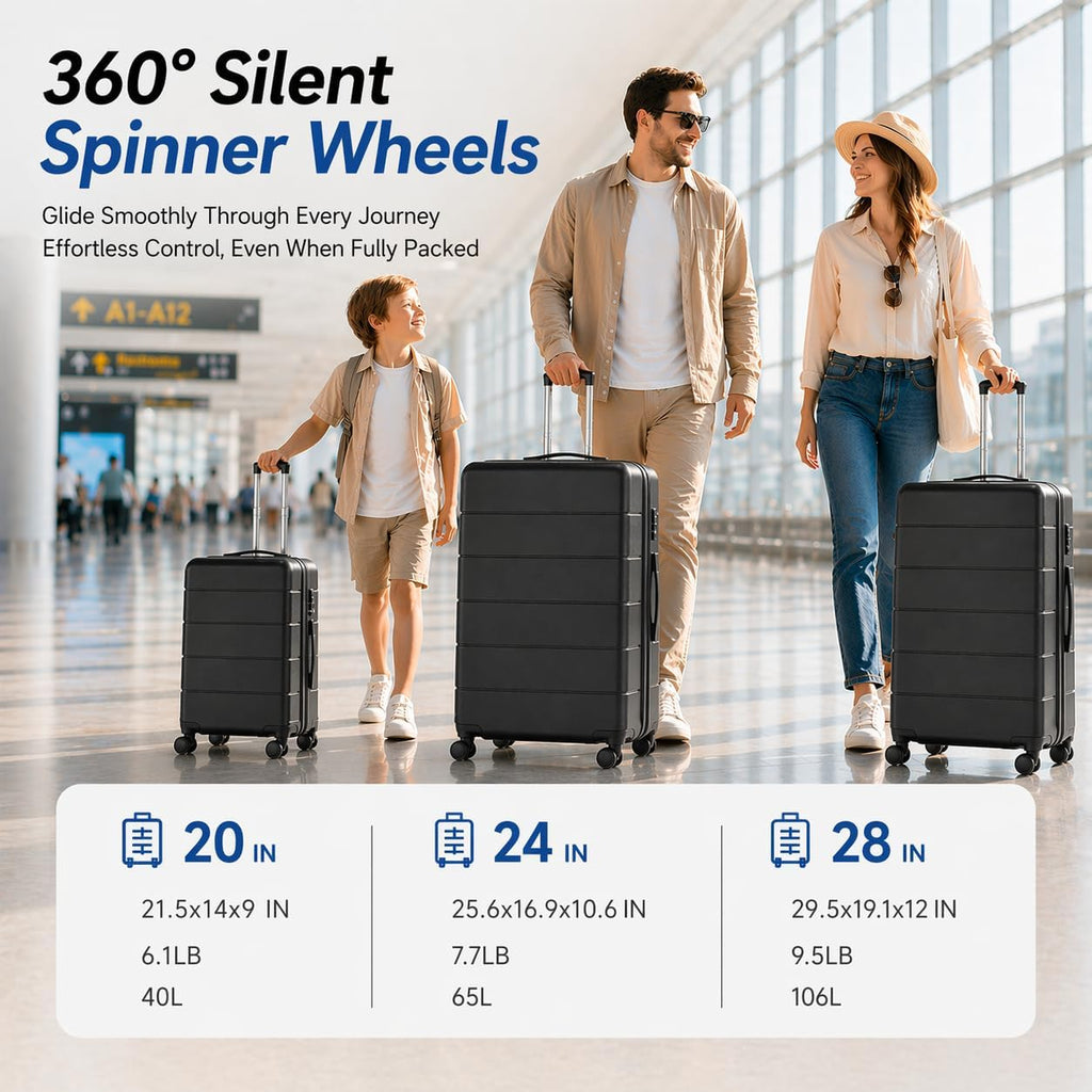 Luggage Sets 3 Piece, Expandable Hardshell Suitcase with TSA Lock & Silent Spinner Wheels, Lightweight Hardside