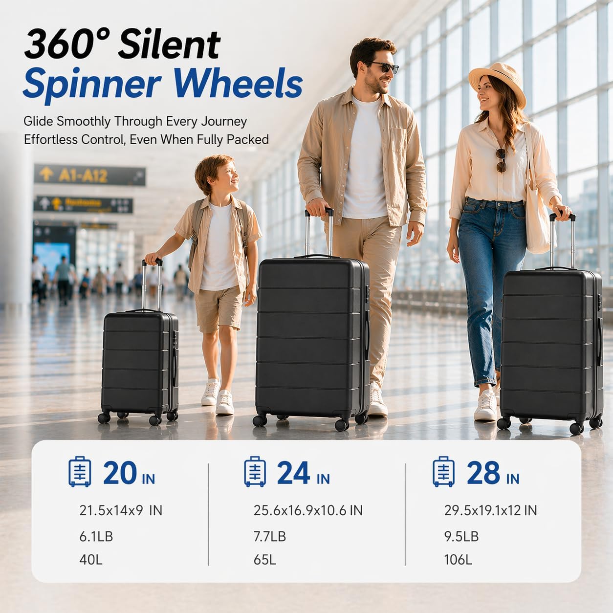 Luggage Sets 3 Piece, Expandable Hardshell Suitcase with TSA Lock & Silent Spinner Wheels, Lightweight Hardside