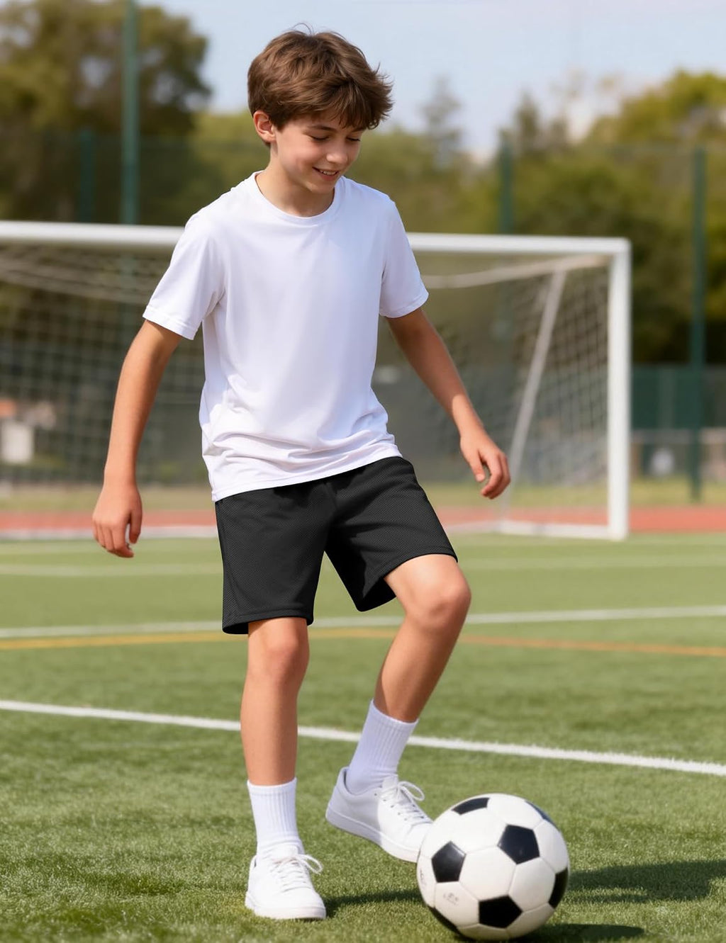 Boys Athletic Shorts Kids Mesh Basketball Soccer Short with Pockets