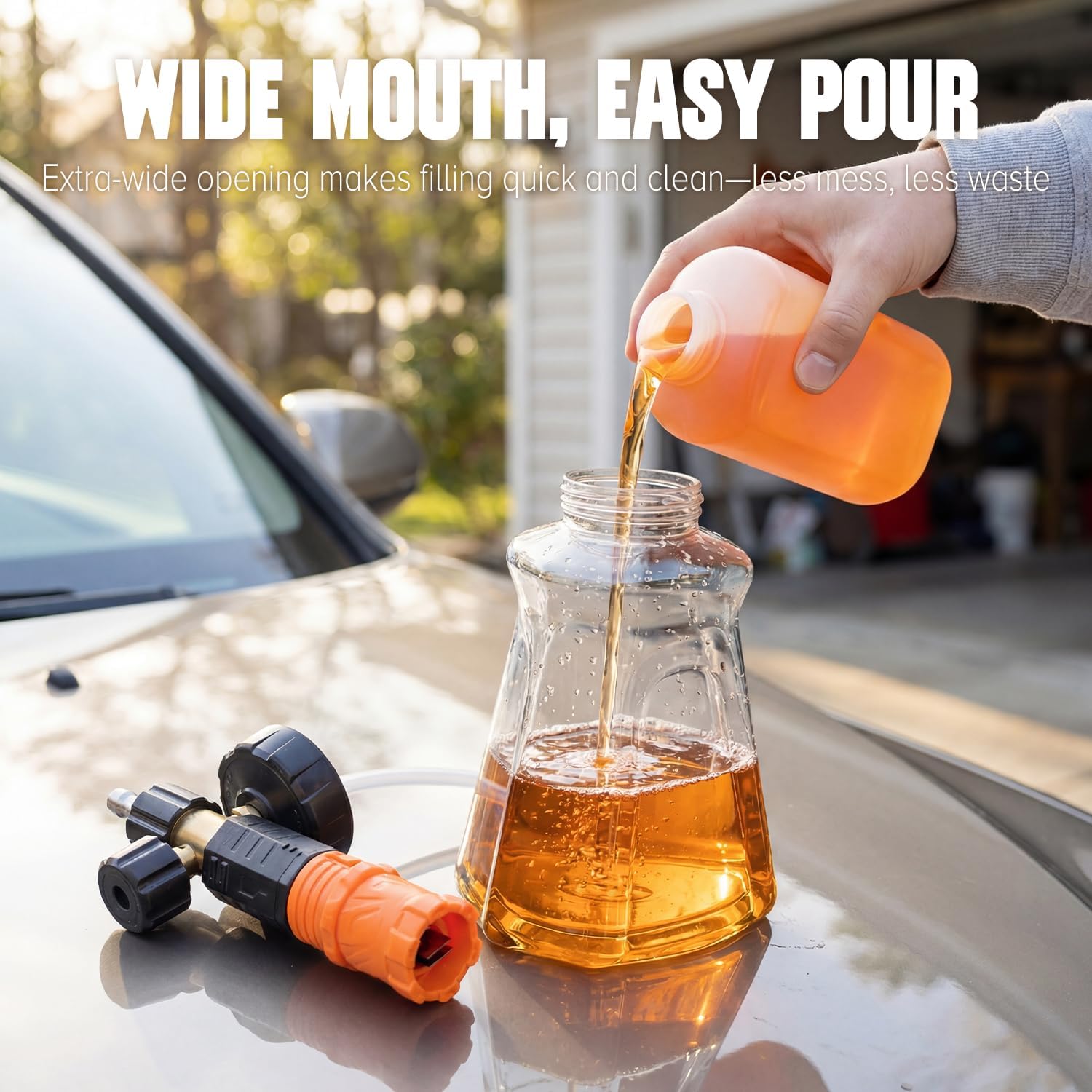 Foam Cannon for Pressure Washer, 1L Snow Foam Lance | 1/4 in quick connect, Includes extra orifice nozzle, foam