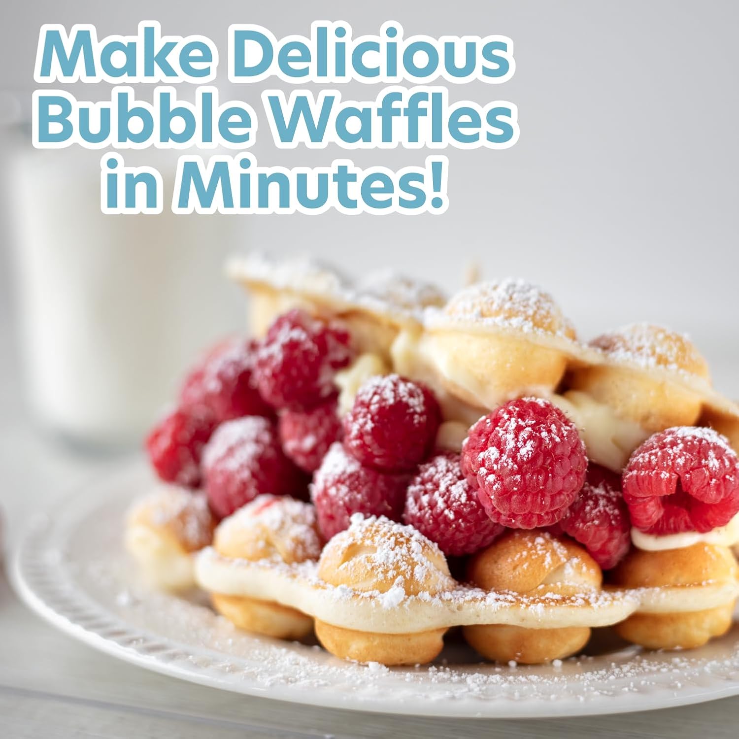 Bubble Waffle Maker- Electric Non-Stick Hong Kong Egg Waffler Iron Griddle | Ready Indicator Light, Done in under 5
