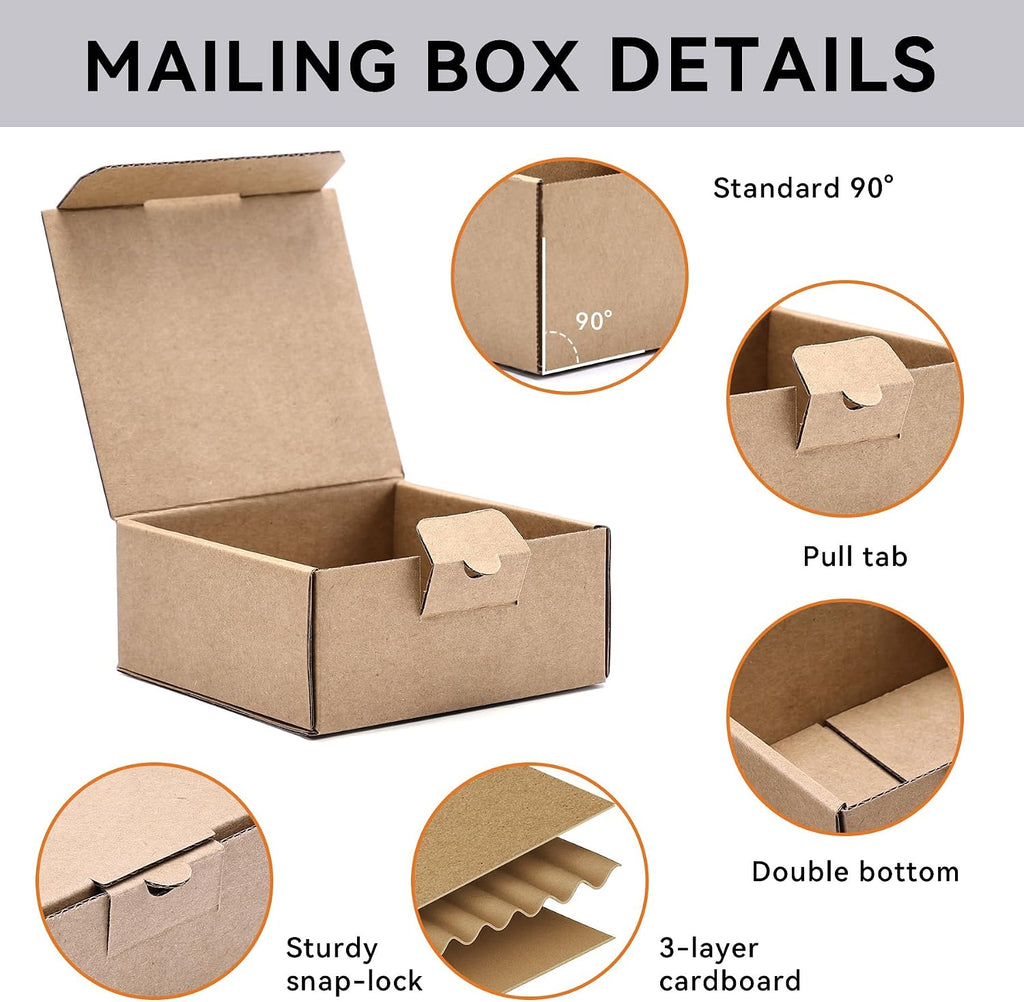 3.5x3.3x1.6 Brown Shipping Boxes 10 Pack for Mailing Storing Gift Packaging
