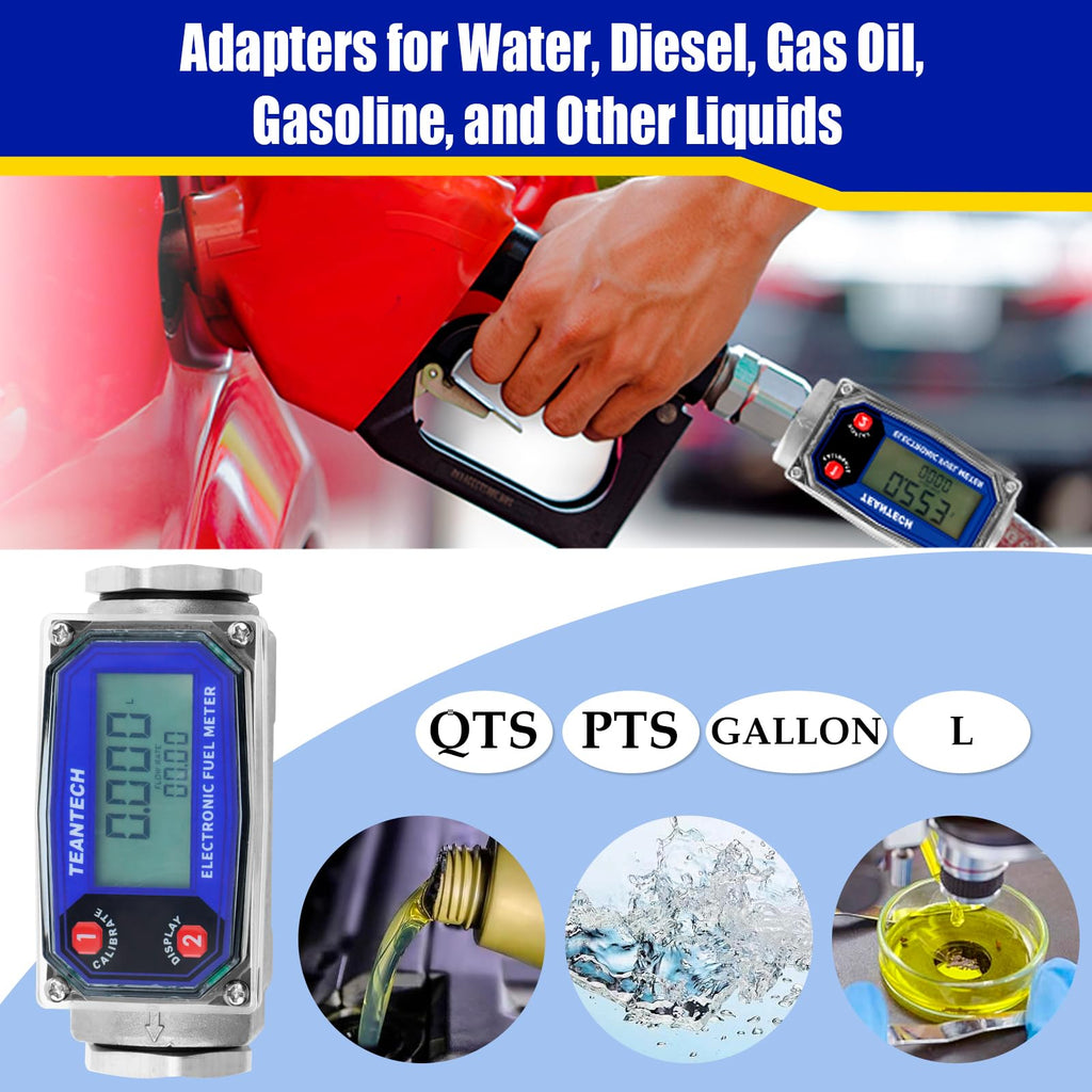 Turbine Flow Meter 3/4" inch Digital LCD Display with NPT Counter