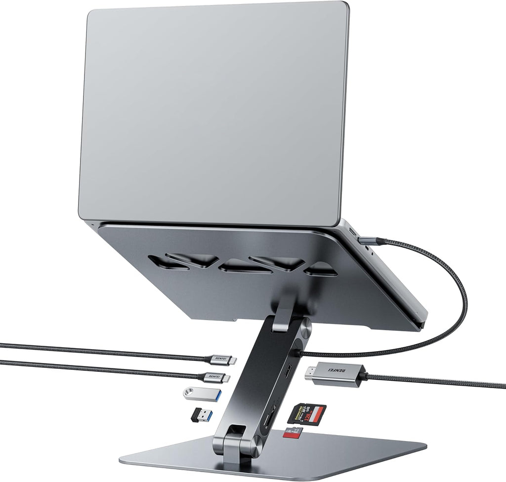 Laptop Stand with USB C 7in1 Docking Station,HDMI 4K@60Hz,1*SD 1*Micro SD,100W Power Delivery,10Gbps 1*USB C 3.2 and
