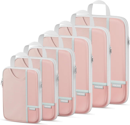 Percover Compression Packing Cubes for Travel, 6-Piece Structured Compression Organizer Set for Organized Packing &
