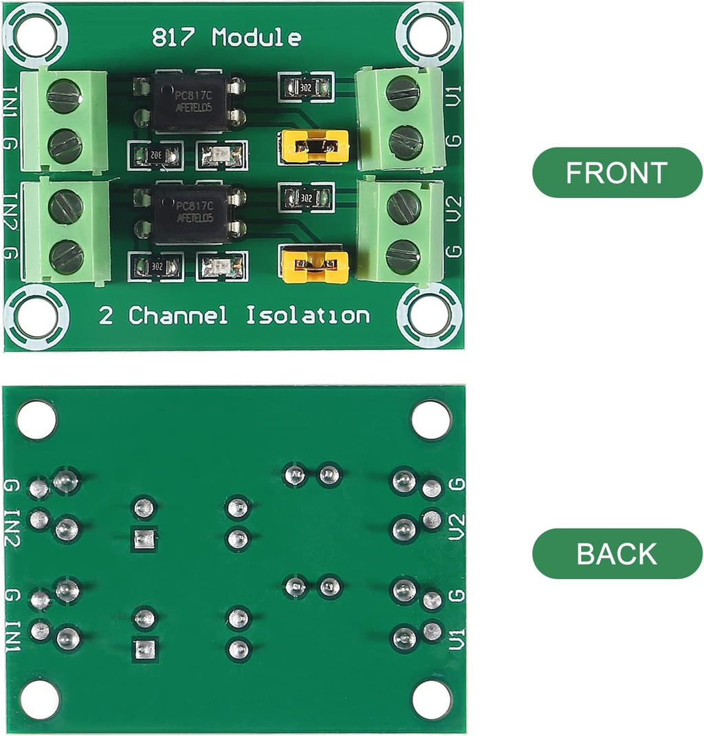 ACEIRMC 4pcs 2CH Optocoupler PC817 2 Channel Isolation Board Voltage Converter Adapter Module 3.6-30V Driver Photoelectric Isolated Module (2CH Optocoupler)