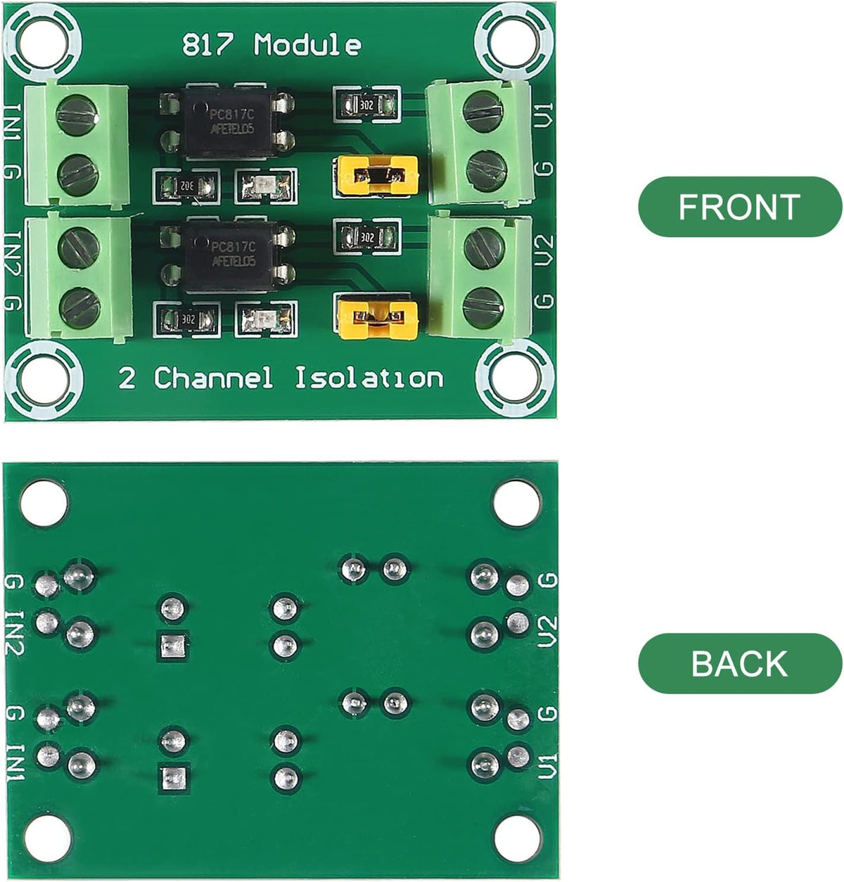 ACEIRMC 4pcs 2CH Optocoupler PC817 2 Channel Isolation Board Voltage Converter Adapter Module 3.6-30V Driver Photoelectric Isolated Module (2CH Optocoupler)