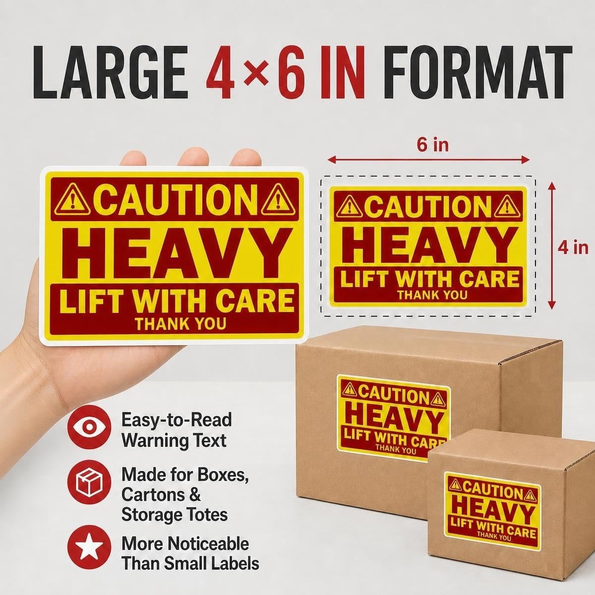 Heavy and Fragile Stickers 4x6 Inch, Warning Labels for Moving, Shipping