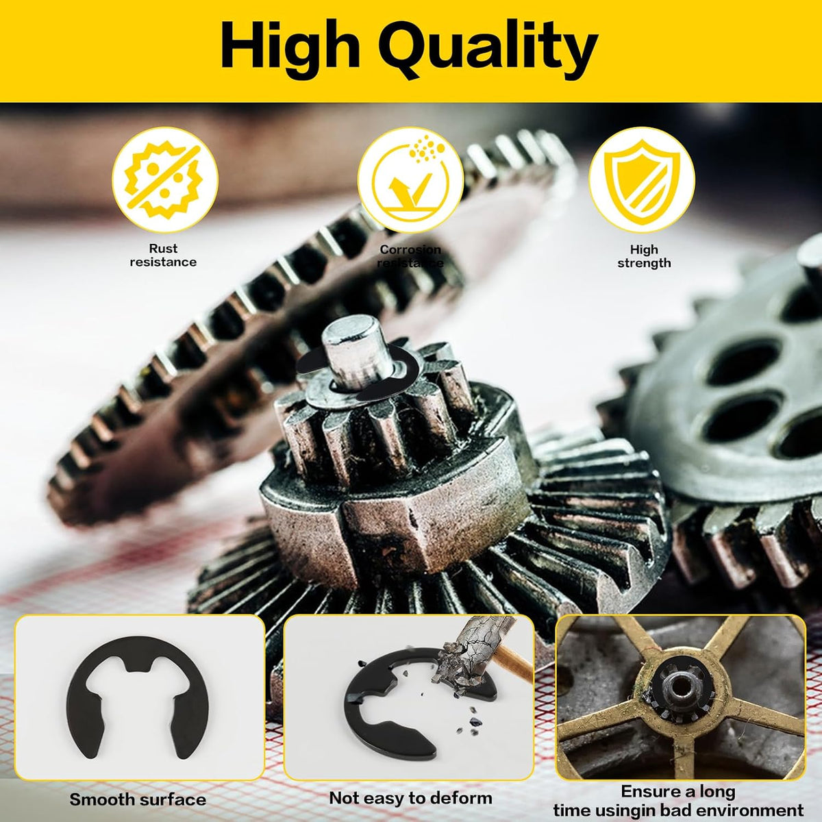 800 Pcs E Clips Assortment Kit, M1.5-M15 Black E-Clip Retaining Rings