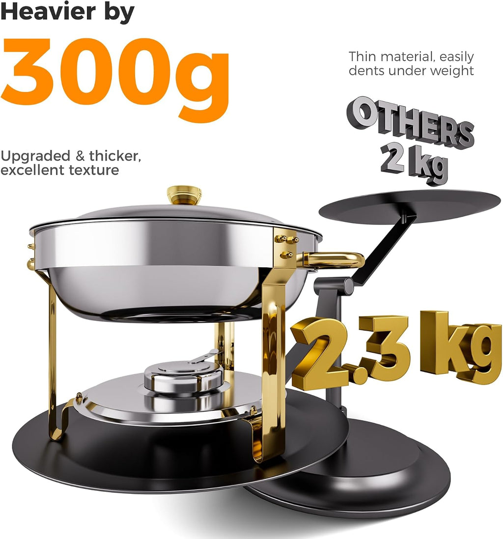 Gold 6QT Chafing Dishes, 4 Pack 18/8 Stainless Steel | 18/8 (304) stainless steel food pan and lid resist rust and