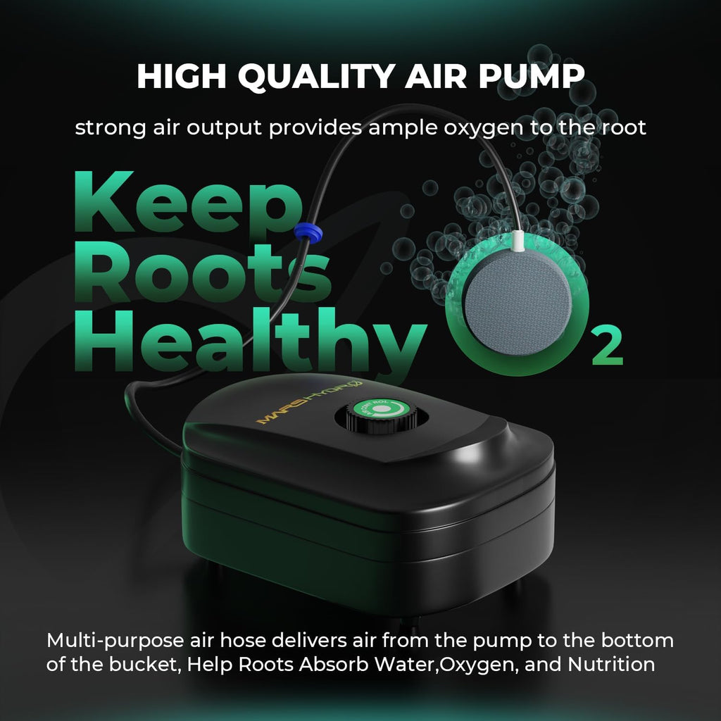 DWC Hydroponics Grow System 5 Gallon Deep Water Culture with 8W Air Pump, Multi-Purpose Air Hose, Air Stone, 2