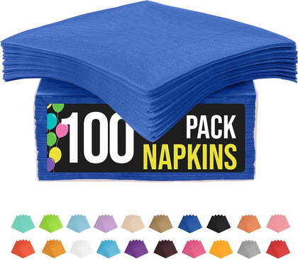 Dark Blue Cocktail Napkins Disposable Paper Napkins 100 Pcs
