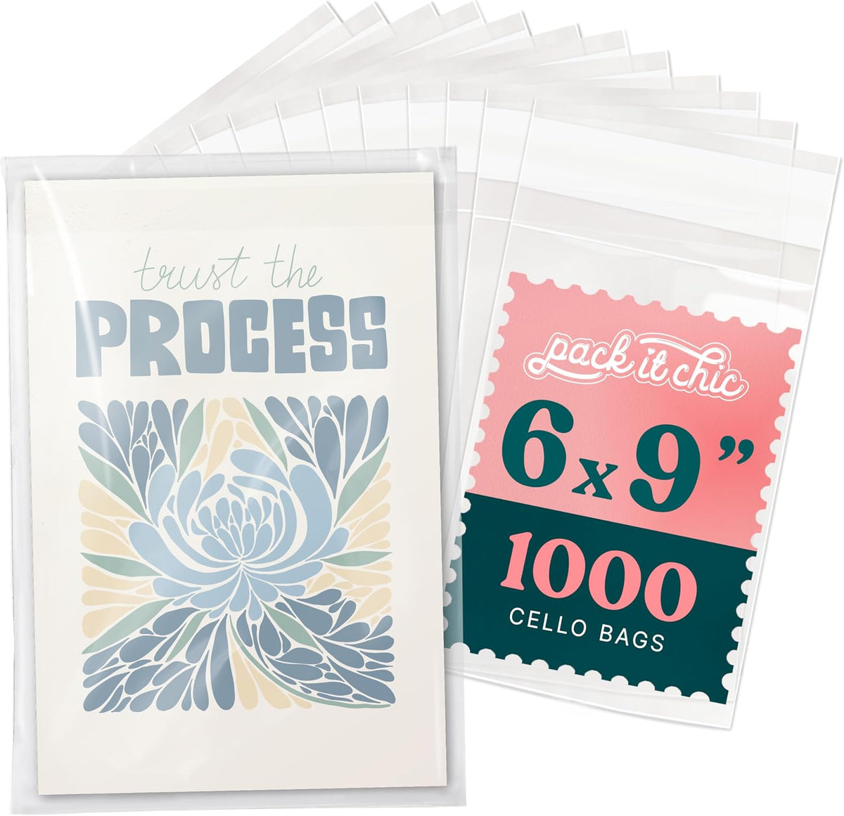 6” X 9” Self Sealing Cellophane Bags (1000 Pack) - Clear.