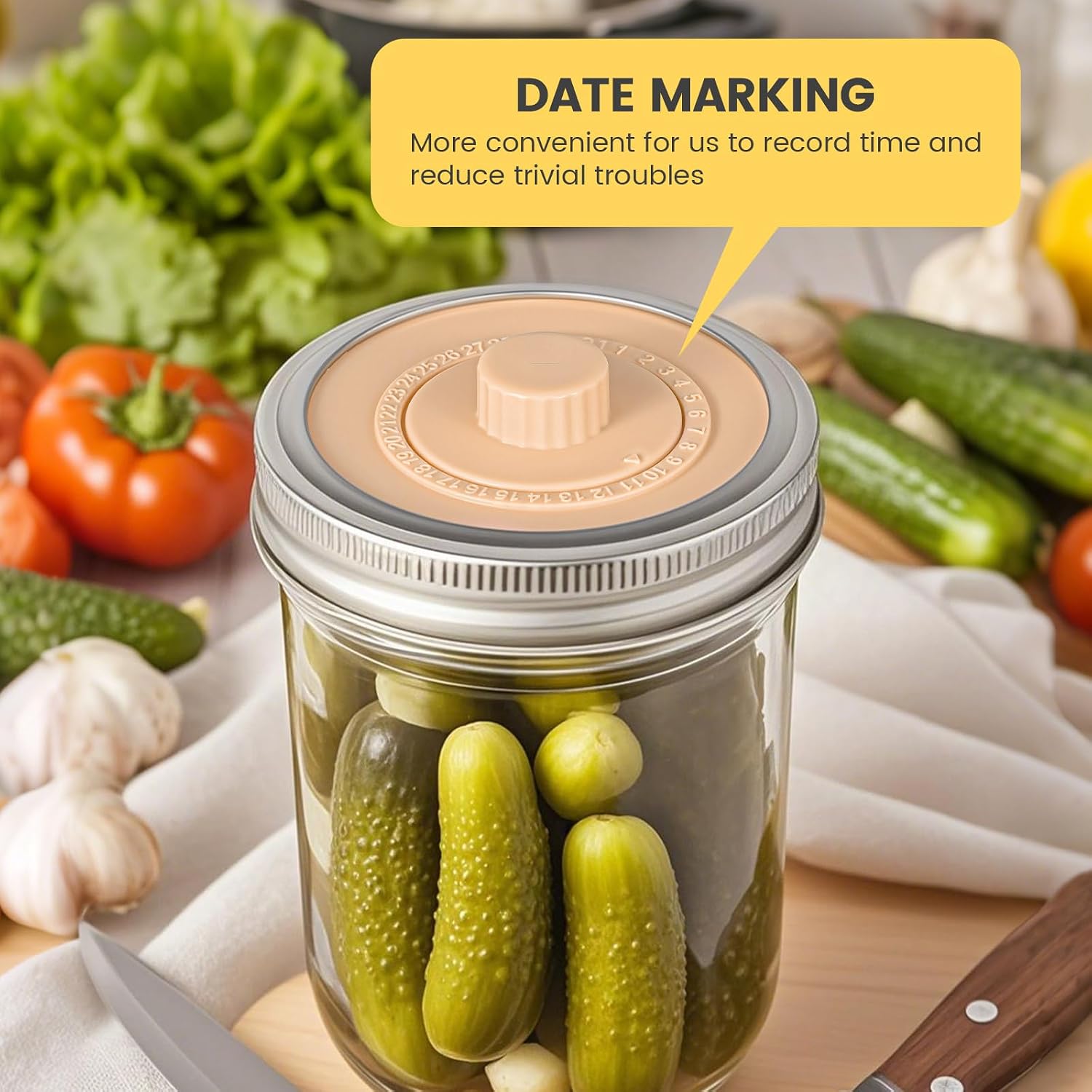 Original Patented Airlock Fermentation Lids for Wide Mouth Mason Jars, Fermenter Caps, Fermentation Kit for