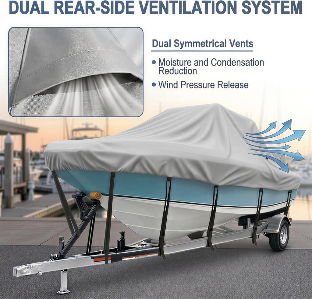 T Top Boat Cover 22-24 FT, Fits T-Top Roof Boats up to 106" Beam | Boat Cover for Center Console Boat, 1200D Heavy