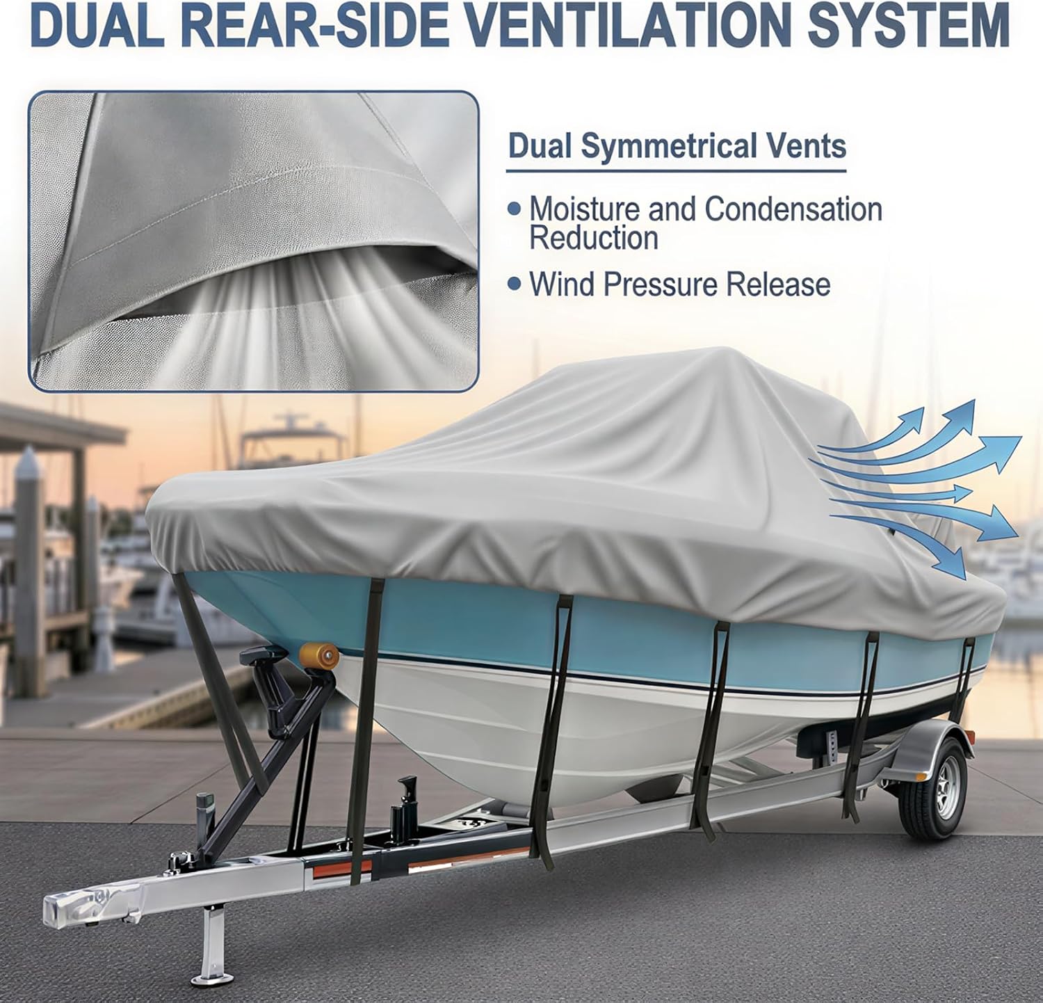 T Top Boat Cover 22-24 FT, Fits T-Top Roof Boats up to 106" Beam | Boat Cover for Center Console Boat, 1200D Heavy