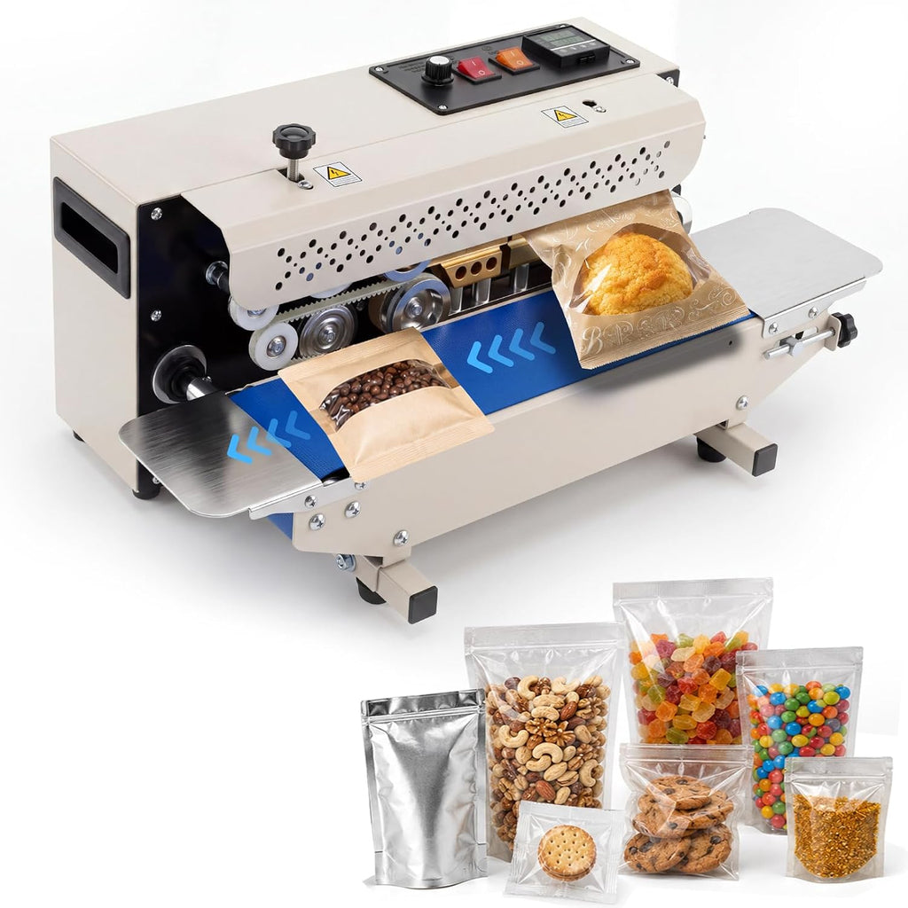 Commercial Heat Sealer Machine, Continuous Band Sealer with Conveyor
