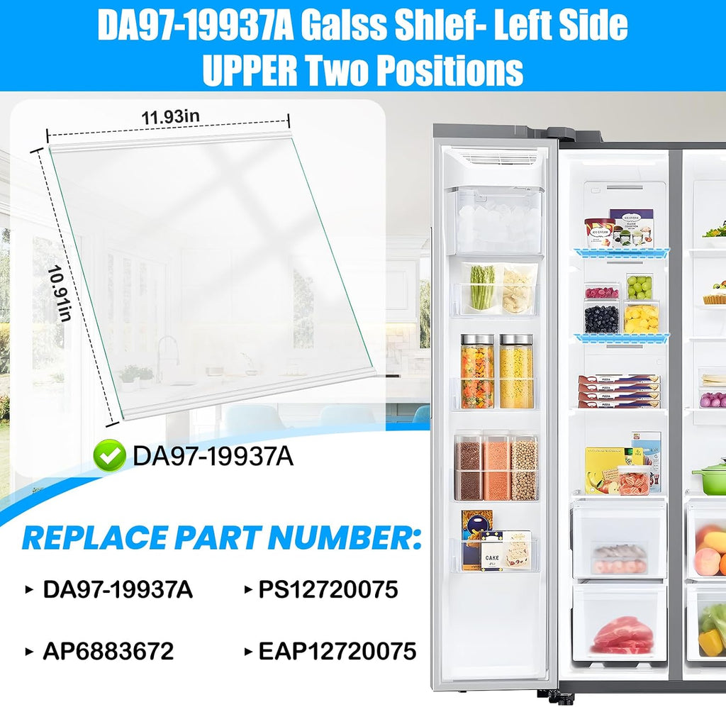 DA97-19937A Freezer Glass Shelf for Samsung Refrigerator Shelf Replacement
