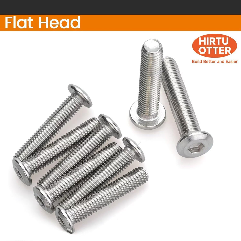 M12 x 45mm 2 Pcs Flat Round Head Hex Socket Cap Screws, 304 Stainless Steel Bolts, Fully Threaded, Bright Finish, Furniture, DIY, 3D Printing