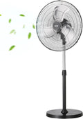 VEVOR Industrial Pedestal Fan, 20 Inch 90-Degree Oscillating Fan, Height Adjustable Standing Fans with 3 Adjustable Speeds, High Power Floor Fans for Warehouse,Garage,Commercial, Black