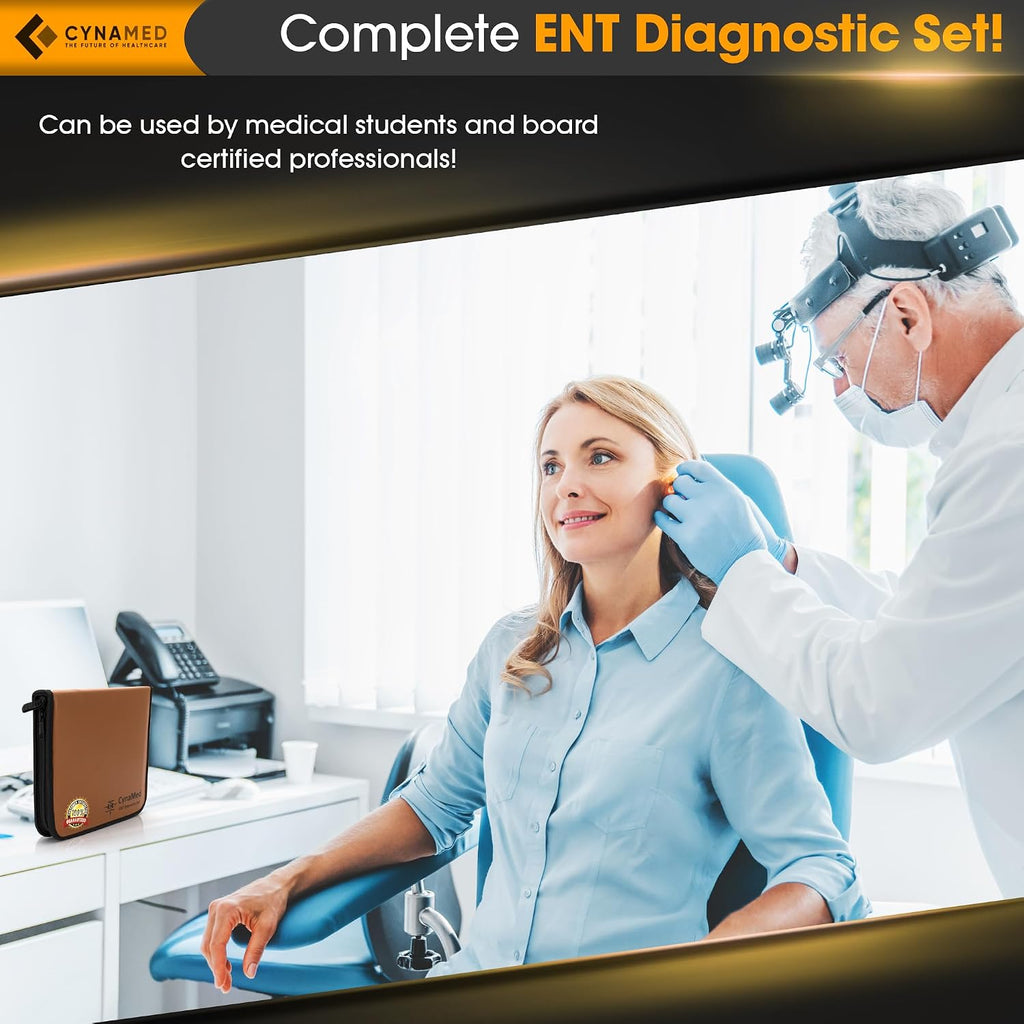 ENT Diagnostic Kit - Ear, Nose, Throat Examination Instruments Set - Otoscope, Opthalmoscope, Earwax Remover, Nasal