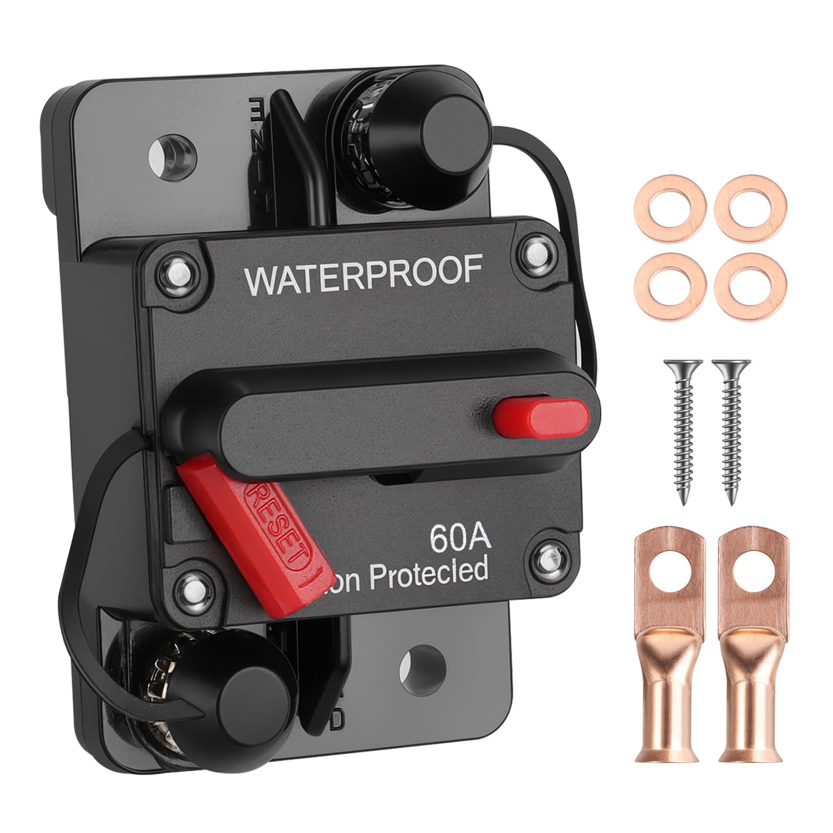 Voltrish 60A Marine Circuit Breaker 12V-48V Manual Reset for Trolling Motor