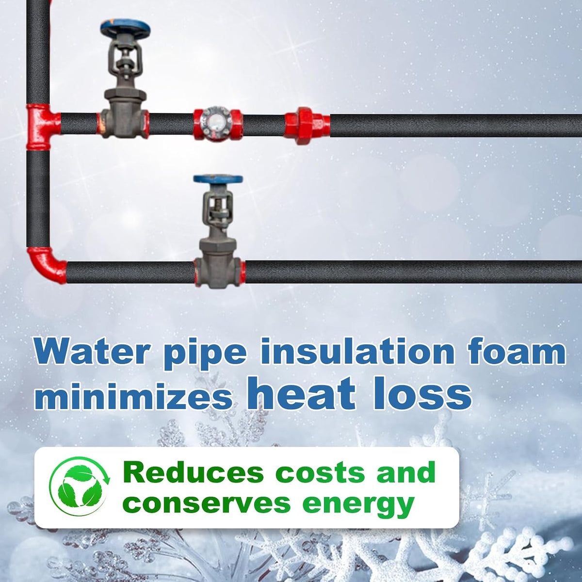 Foam Pipe Insulation Covers, 3/4" Water Pipe Freeze Protection | 12PCS Foam Tube Wraps for Indoor and Outdoor Water