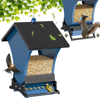 Squirrel Proof Bird Feeders for Outdoors, 5LB Metal Hanging Feeders, Large Wild Feeders for Cardinals, Chickadees