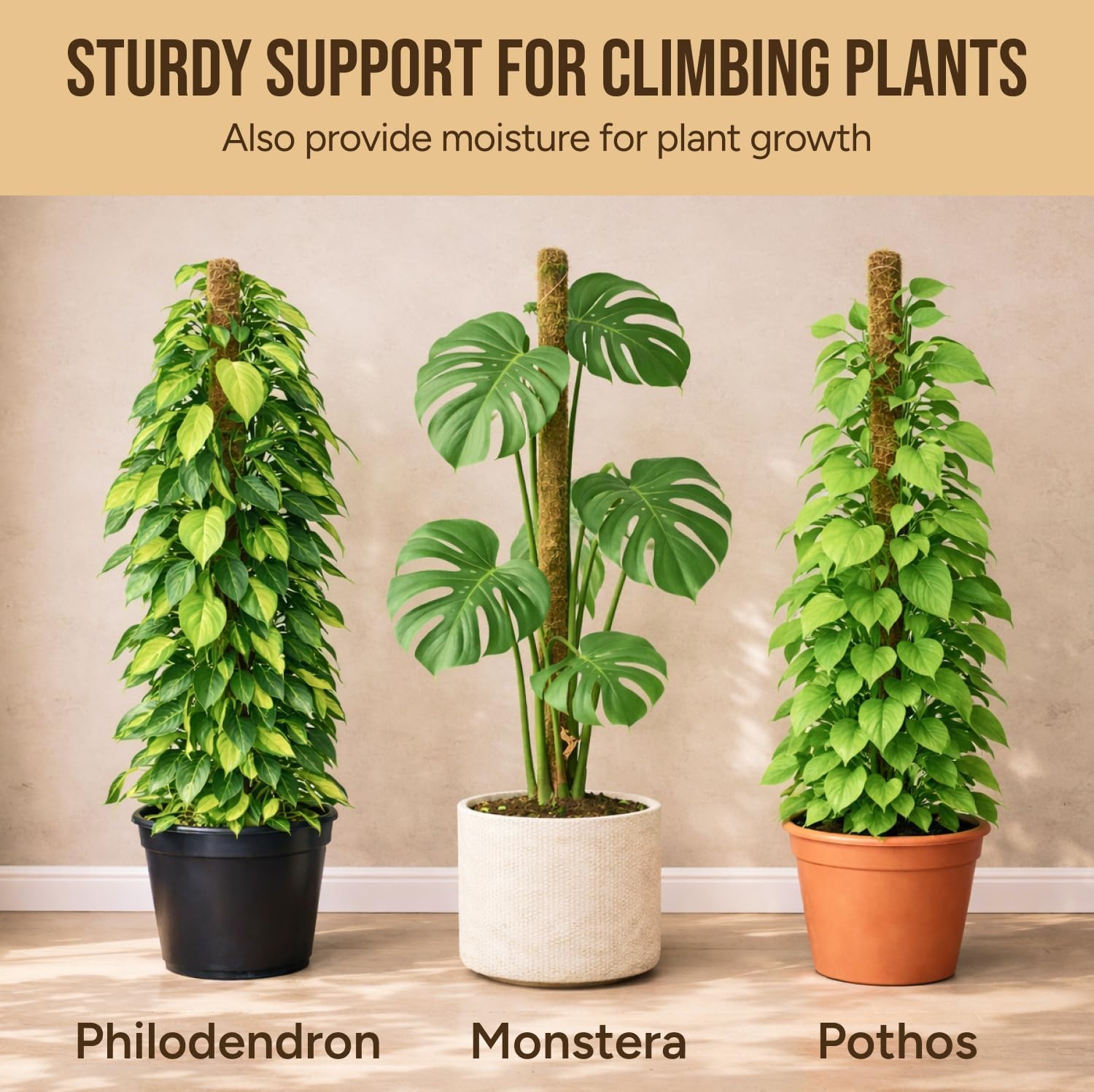 Moss Pole Monstera Plant Support – 2 Pack 28” Bendable Moss Pole Monstera Plant Support, Plant Stakes for Indoor