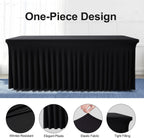 One-Piece Spandex Black Table Cloth Skirt for 6FT Rectangle Tables